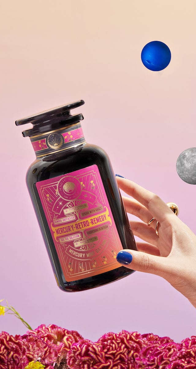 Mercury Mint Daytime : Vanilla Mint Lavender Jasmine Black Tea-Violet Glass Apothecary Jar (Up to 65 Cups!)-Magic Hour
