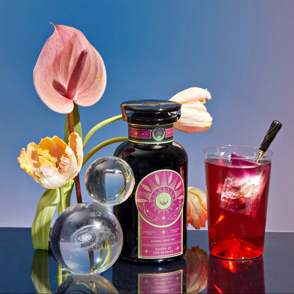 Queen of the Tropics: Rosé all Day Alternative Tea-5oz Violet Glass Apothecary Jar (65+ Cups)-Magic Hour