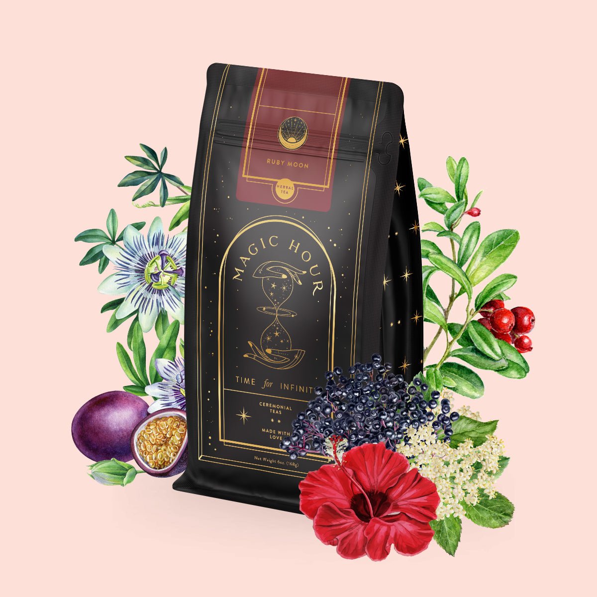 Ruby Moon™ : Hibiscus Elderberry Tea-6 oz Pouch (75+ Cups)-Magic Hour