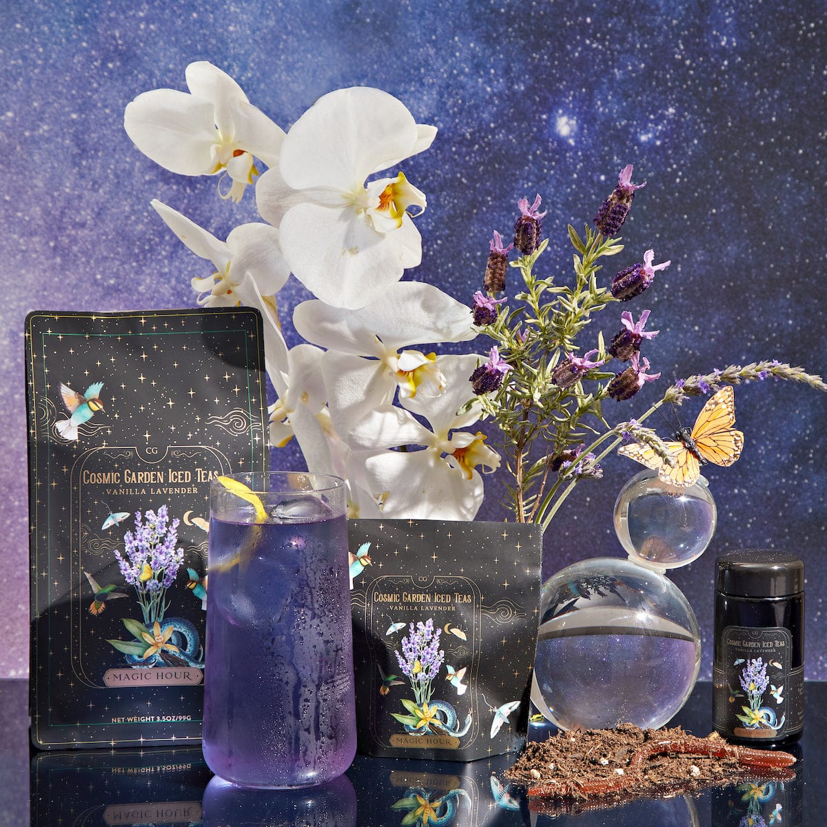 Vanilla Lavender Black Iced Tea-Violet Glass Apothecary Jar (Includes with 12 Cold-Steep Sachets)-Magic Hour