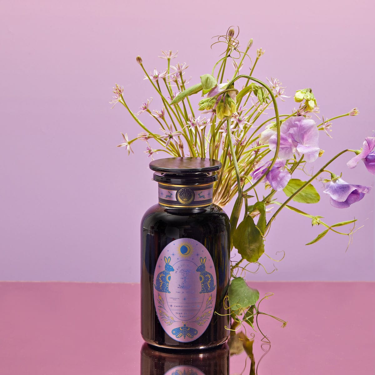 Year of the Rabbit Carrot Cake Tea-Violet Glass Apothecary Jar with Purple Label (Up to 65 Cups!)-Magic Hour